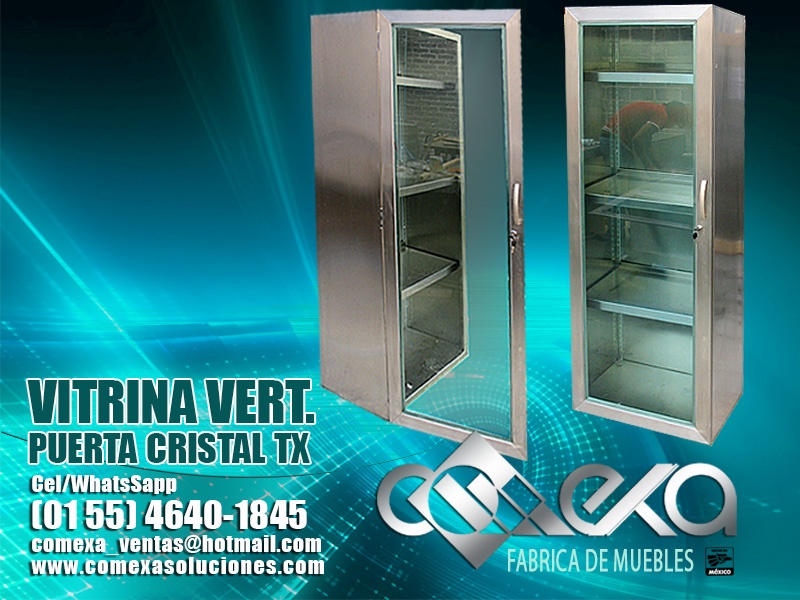 VITRINA VERTICAL PUERTA DE CRISTAL